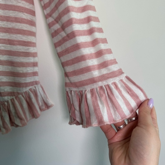 Boden Dorothy Linen Jersey Stripes Ruffle Trim Top size US2 - Picture 3 of 5